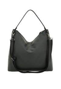 Borsa hobo in pelle nera con finitura testurizzata, parte superiore curva, tracolla singola e chiusura con zip. Presenta accessori in hardware color argento.