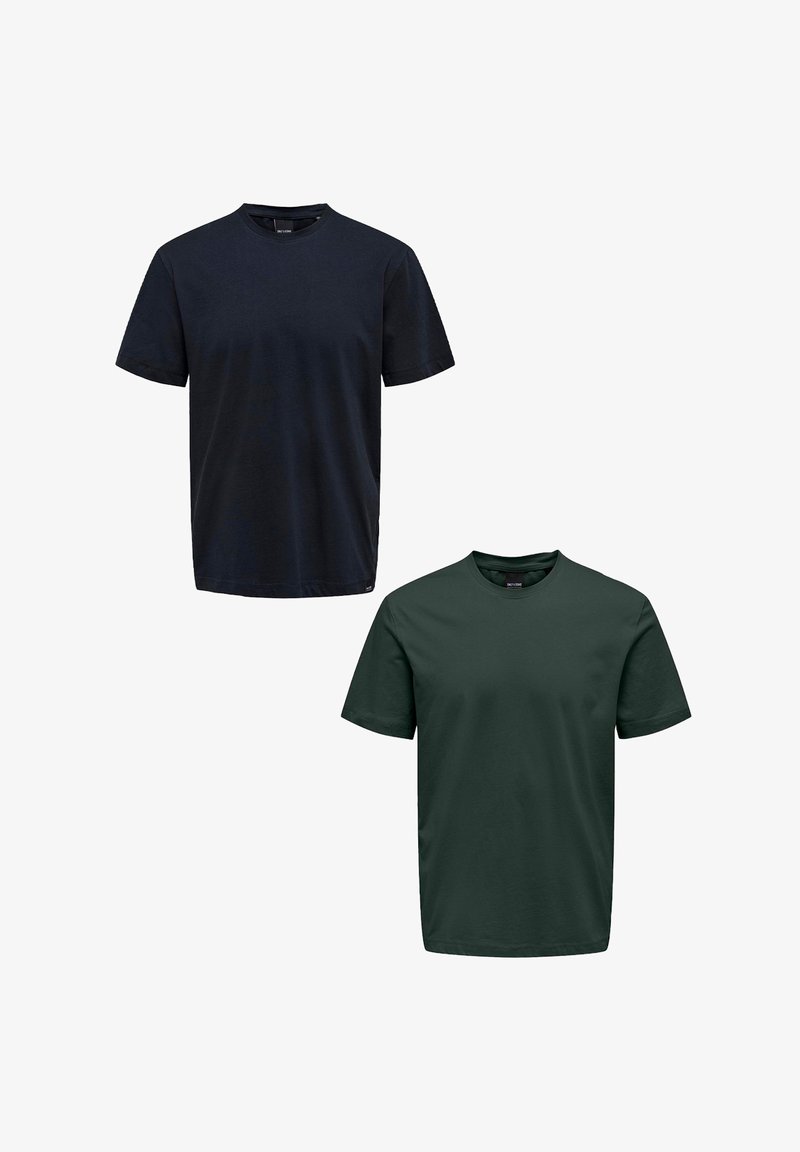 Only & Sons 2ER-PACK RUNDHALS KURZARM - Basic T-shirt - blau grün