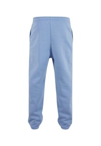 Lyseblå sweatpants lavet af blødt bomuldsblanding, med elastisk talje, sidelommer og en afslappet pasform med tætsiddende bukseafslutninger.