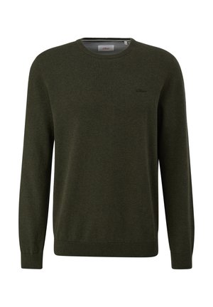 MIT LOGO-STICKEREI - Strickpullover - olivgrün