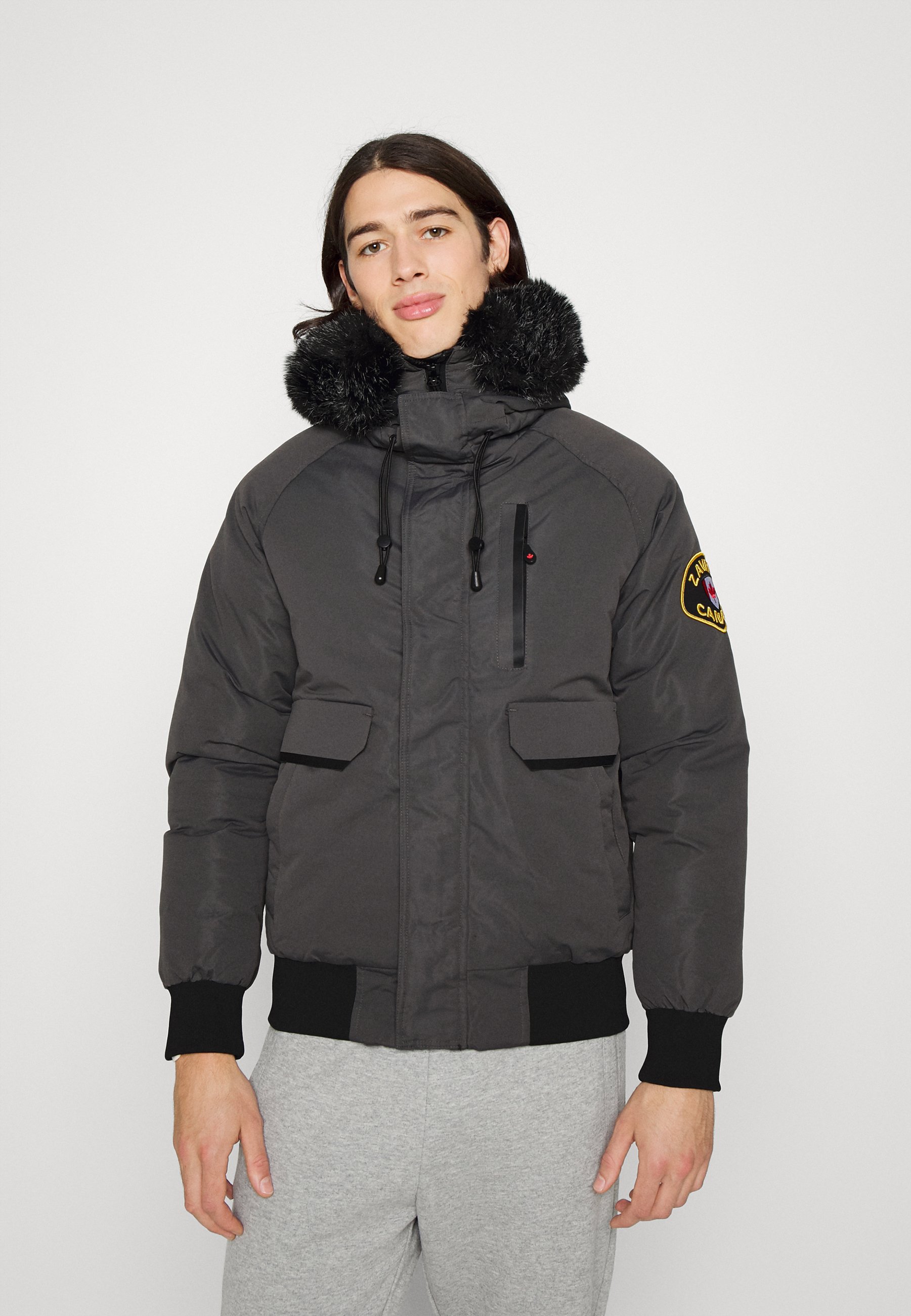 abelli tech fur hooded bomber jacket