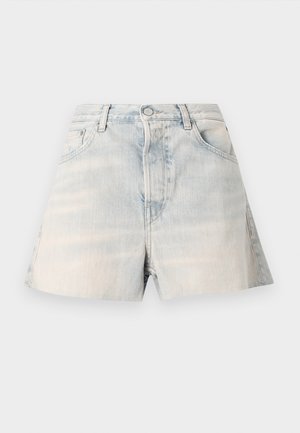 Denim shorts in light blue with a faded finish. Features four pockets, belt loops, and a button closure. Straight-cut leg design.