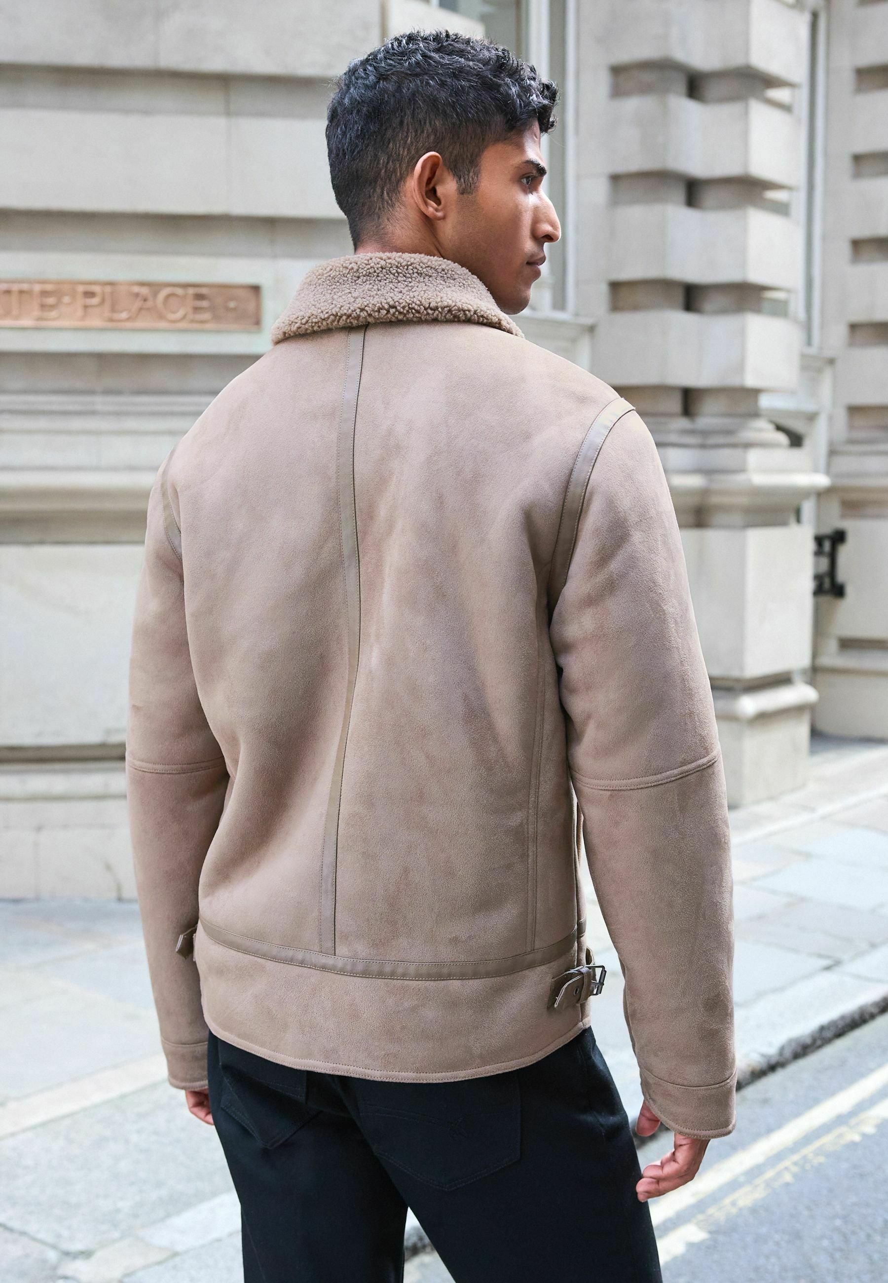 Next Faux leather jacket - neutral/beige - Zalando