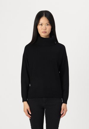 ONLY, ONLJAYDEN BUTTON SPLIT NECK - Pullover - black