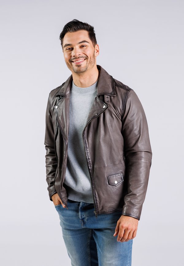 READY GO - Lederjacke - taupe