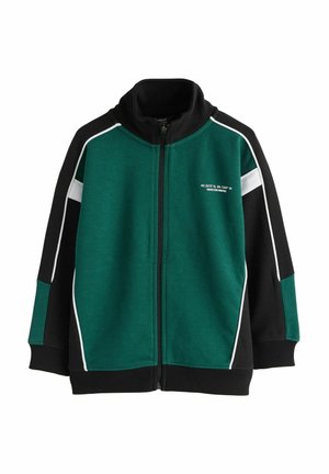 REGULAR FIT - PANELLED ZIP THROUGH - Strickjacke - green/black