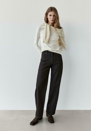 HIGH-WAIST BARREL - Wide Leg - mottled dark brown