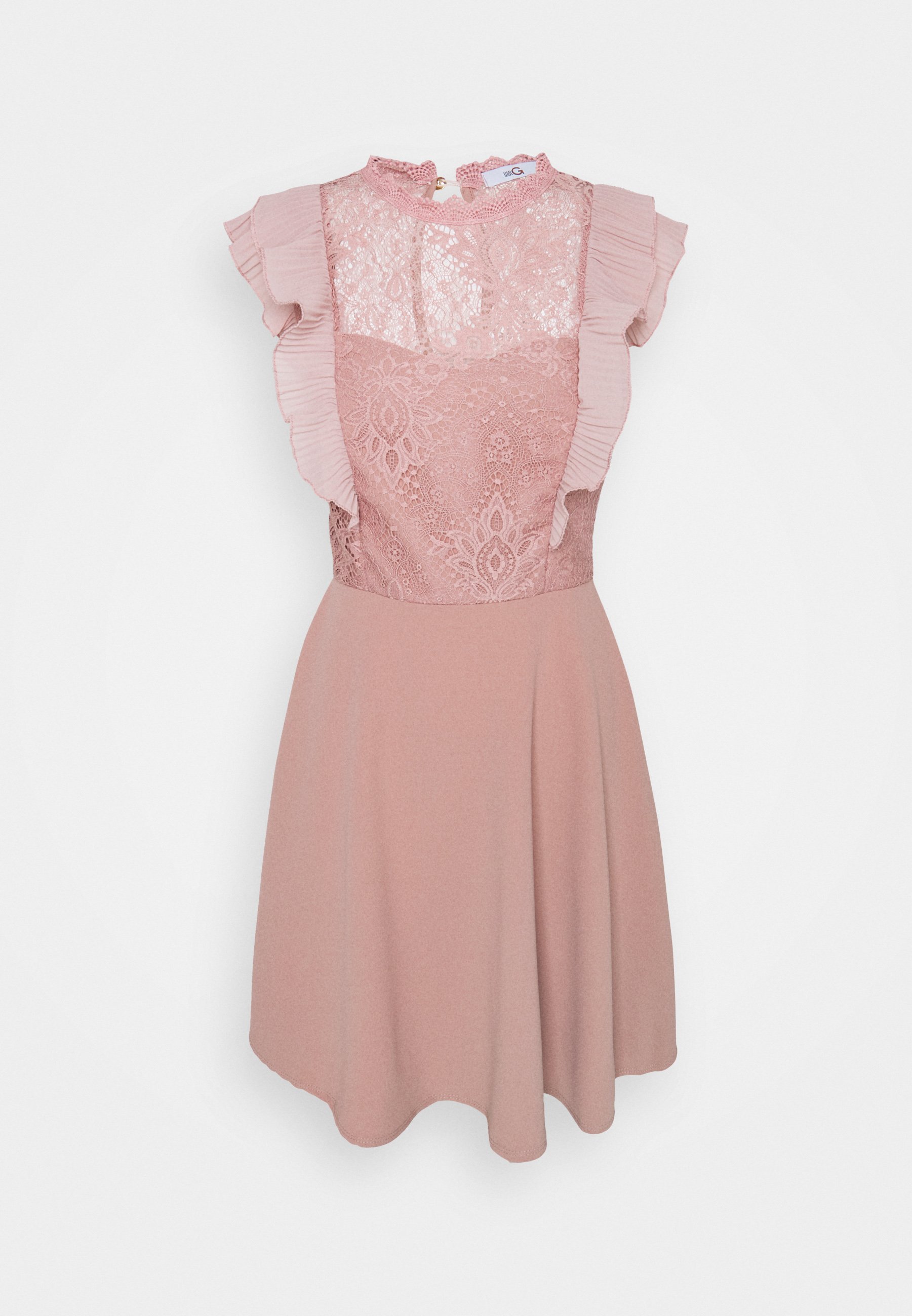 blush lace skater dress