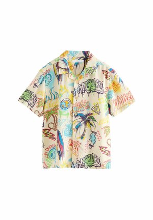SHORT SLEEVE PRINTED REGULAR FIT - Košeľa - ecru graffitti