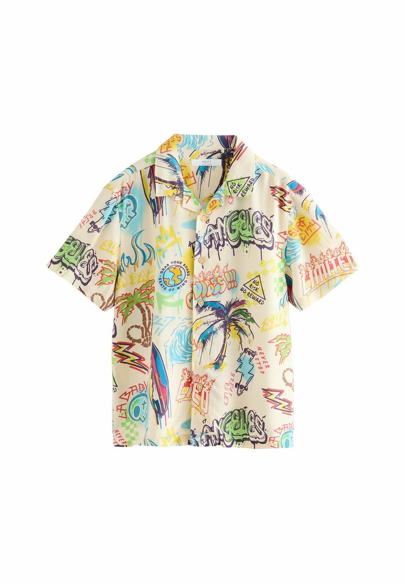Next SHORT SLEEVE PRINTED REGULAR FIT - Skjorter - ecru graffitti