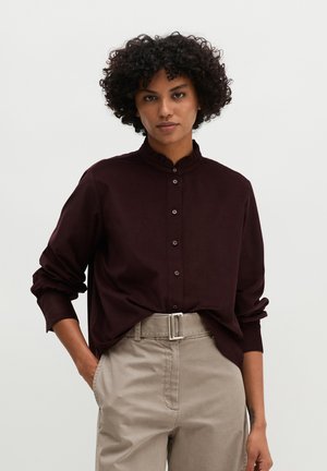 Marc O'Polo, MARC O'POLO RÜSCHENBLUSE REGULAR IN SAMTIGER CORD-QUALITÄT - Button-down blouse - black cherry