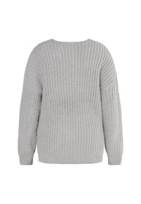 Lichtgrijze gebreide sweater met een losse pasvorm, voorzien van een gestructureerd patroon, ronde halslijn en lange mouwen. Geen zichtbare sluitingen.
