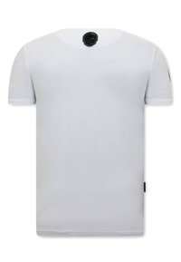Witte t-shirt met korte mouwen van katoen met een gladde textuur, voorzien van een ronde hals en een logo-accent op de achterkant.