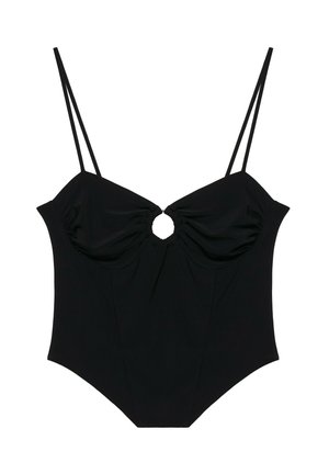 PULL&BEAR, STRAPPY WITH NECKLINE APPLIQUE - TOP - Débardeur - black