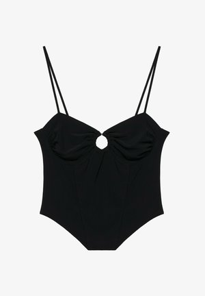 PULL&BEAR, STRAPPY WITH NECKLINE APPLIQUE - TOP - Débardeur - black