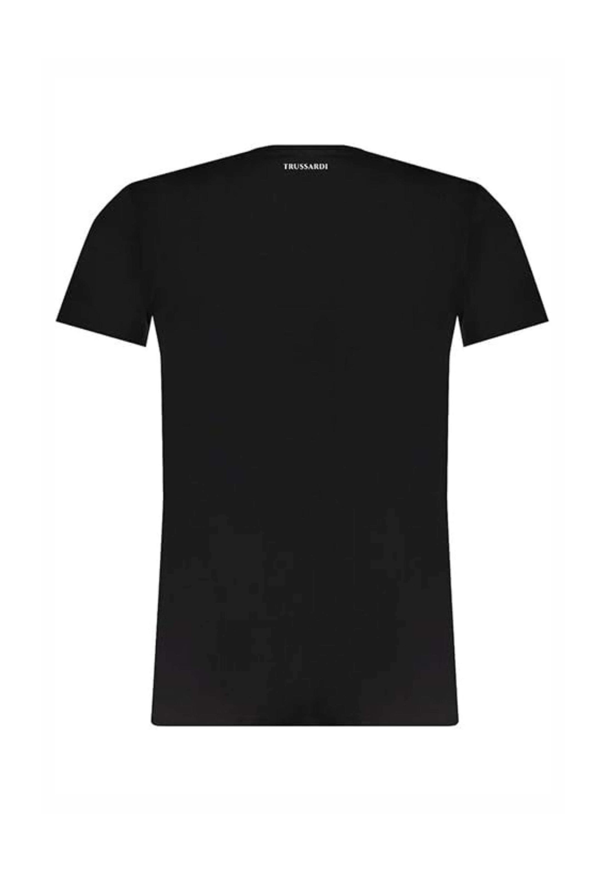 TRUSSARDI T-Shirt Uomo Manica Corta Girocollo Con Logo Stampato - Cotone Elasticizzato Nero Taglia L - TRU2MTS02
