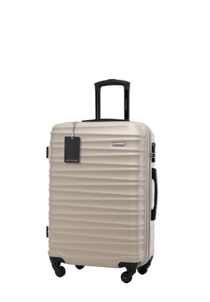 MEDIUM SUITCASE WITH LUGGAGE TAG - Wheeled suitcase - beige