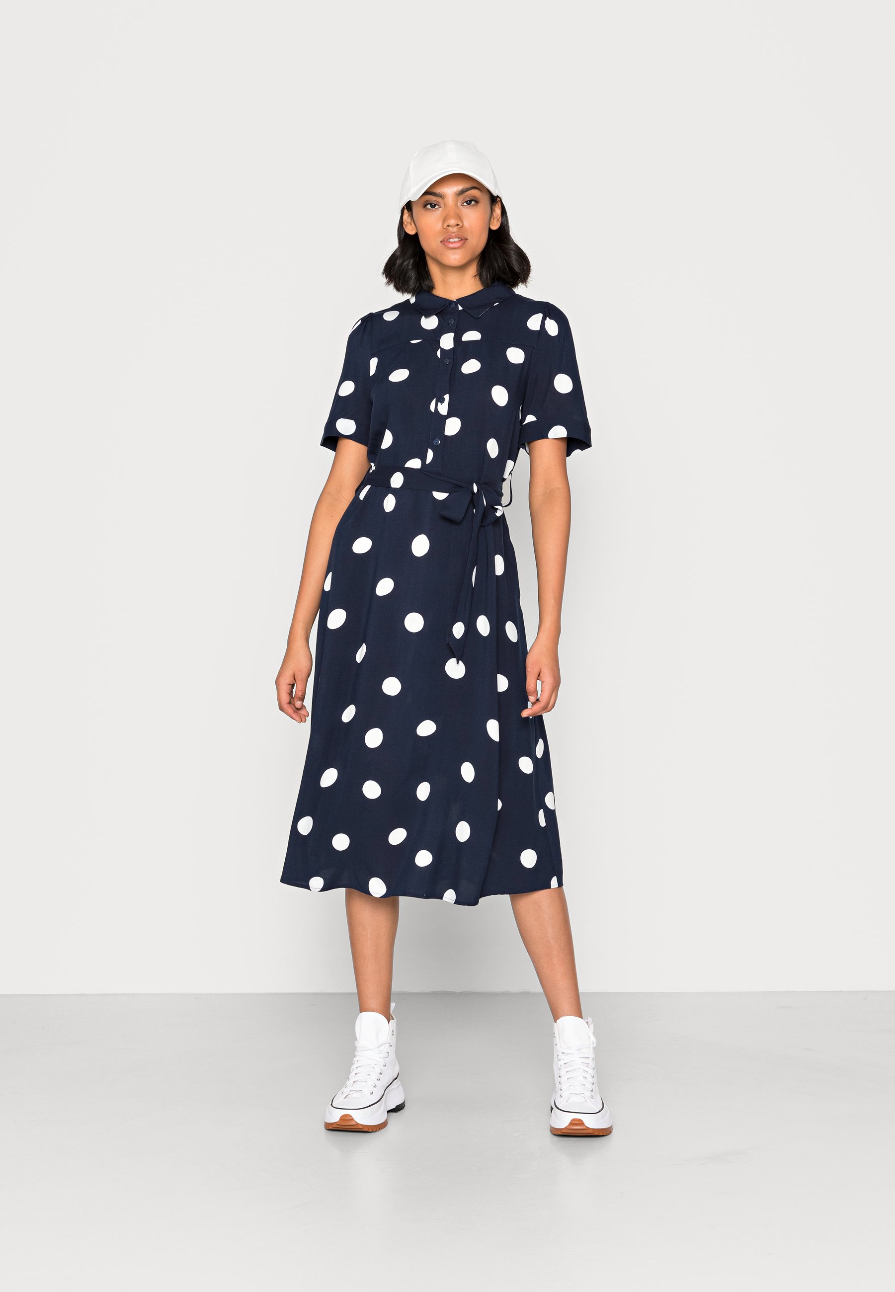 VILA VIALA MIDI DRESS - Shirt dress - navy/white/dark blue - Zalando