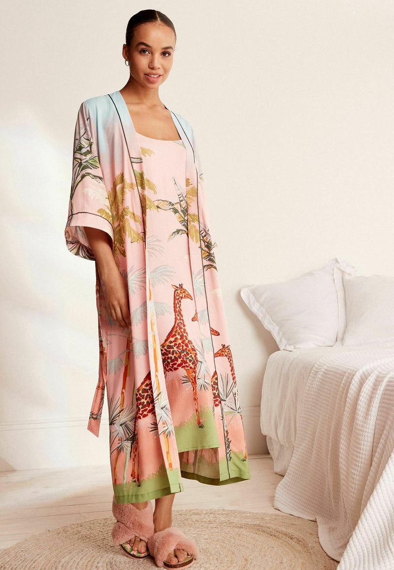 Next LIGHTWEIGHT SATIN ROBE Dressing gown pink giraffe/pink Zalando