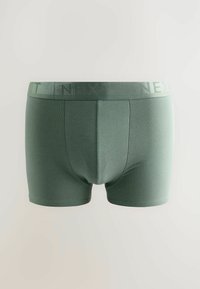 Boxer aderenti da uomo in un colore verde attenuato, realizzati in morbido cotone misto, con una cintura elastica a motivo etichettata "NEXT."