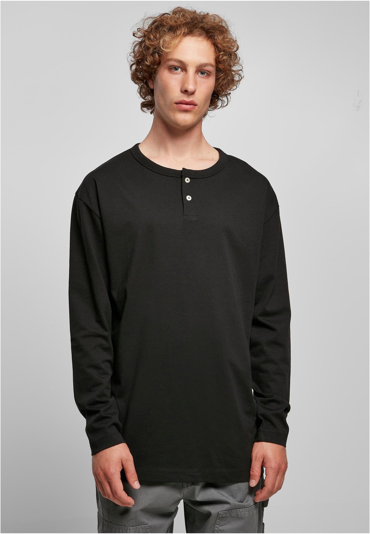 Urban Classics OVERSIZED HENLEY LONGSLEEVE - Long sleeved top