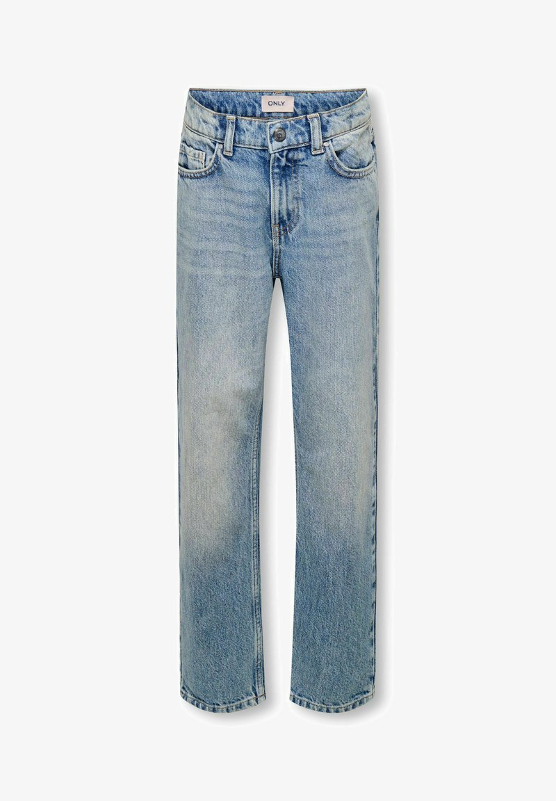 Hele sinise tooniga teksapüksid sirge lõikega, viie tasku ja nööpkinnitusega. Iseloomustab õrn pesumuster ja õmblustega detailid.