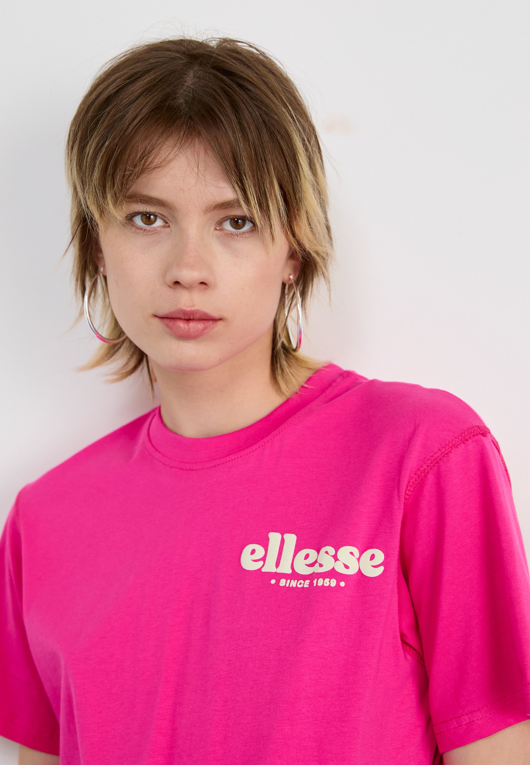 売れ筋商品|||エレッセ Tシャツ レディース トップス CAMPOFELICE - Print T-shirt - white/dark pink Ellesse CAMPOFELICE - T-Shirt print - pink - Zalando