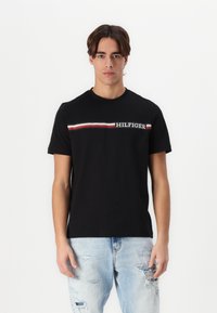 Tommy Hilfiger CHEST STRIPE TEE - Tričko s potlačou - black