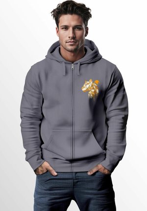 Neverless BÄR OUTDOOR PRINT MOTIV FASHION STREETSTYLE - Zip-up sweatshirt - convoy grey