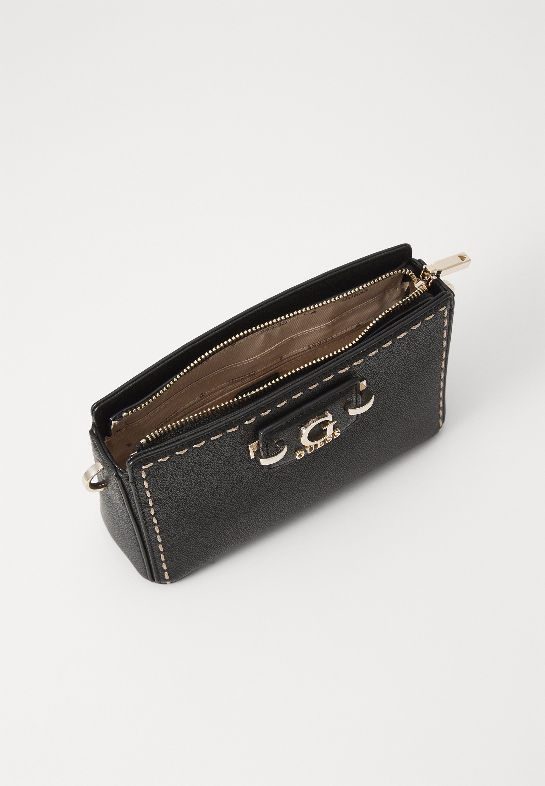 Guess NASTRA MINI TOP ZIP - Geantă crossbody - black/negru