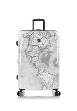 FASHION SPINNER ROLLEN  MIT DEHNFALTE - Wheeled suitcase - black white world map