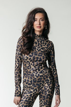 NEYO LEOPARD PEACHED TURTLENECK - Long sleeved top - warm brown
