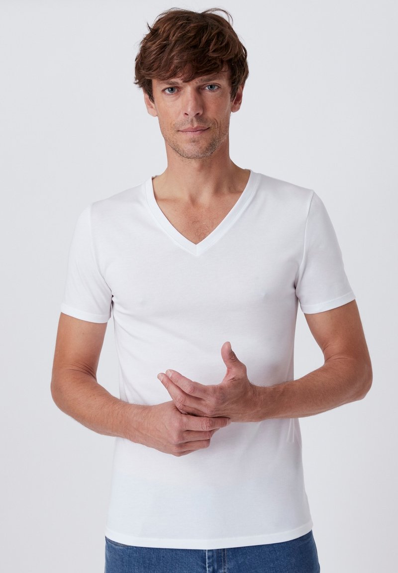 Damart COL V CLIMATYL - T-shirt basic - White