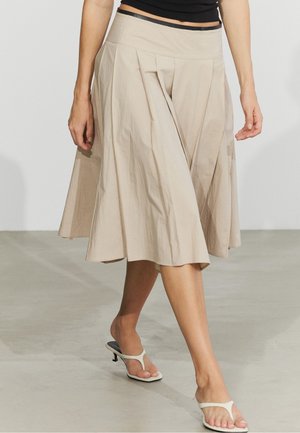 Massimo Dutti Draped fluid midi dress - A-Linien-Rock - sand