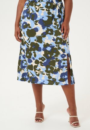 KAFFE CURVE KCGINNY SKIRT - sukňa v tvare A - blue_blurry flower print