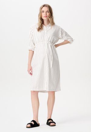 DIEGO - Shirt dress - cream thin stripe