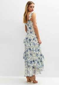 New Look PRINT RUFFLE TRIM MIDI - Jurk - blue pattern