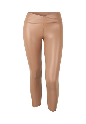GLOSSY-EFFECT 7/8 LENGTH REGULAR WAIST CRISS-CROSS - Leggings - copper