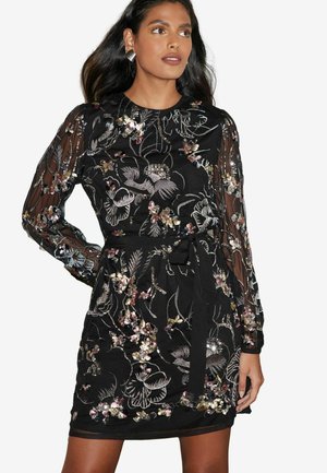 EMBROIDERED SEQUINS REGULAR FIT - Cocktailjurk - black