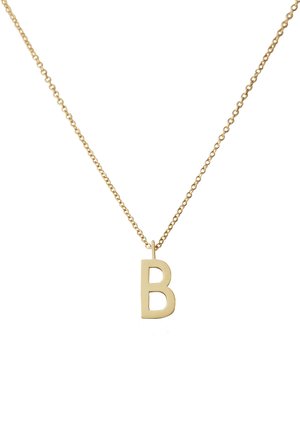 Goldkette mit einem auffälligen, ausgeschnittenen Buchstaben "B" Anhänger in glatter, matter Oberfläche.
