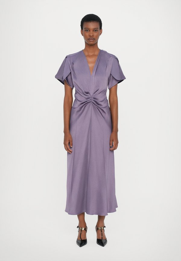 GATHERED MIDI DRESS - Cocktail dress / Party dress - purple
