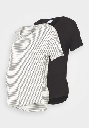 MLALISON MIX 2 PACK - Triko s potiskem - black/snow white
