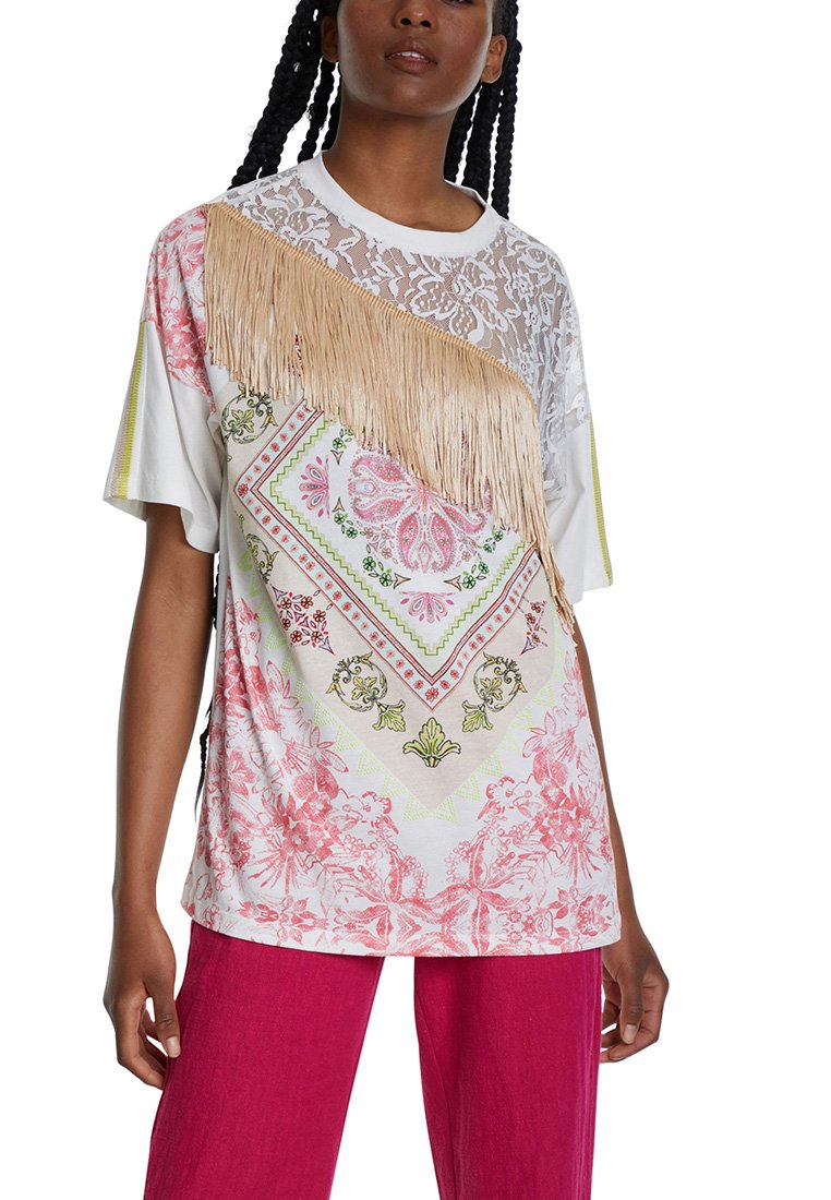 Desigual T-shirt print crème