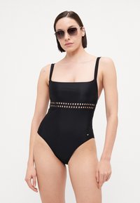 BOSS EYELET SWIMSUIT - Kopalke - black
