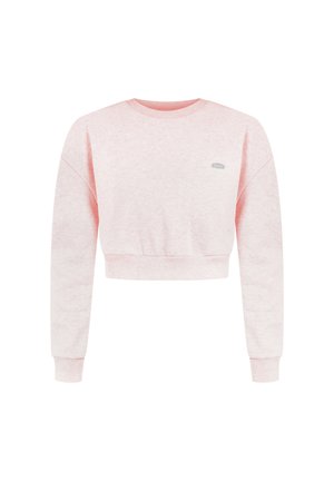 Lys pink, cropped sweatshirt med lange ærmer og ribbede manchetter. Har et lille logo på venstre bryst. Fremstillet af blødt, struktureret stof.