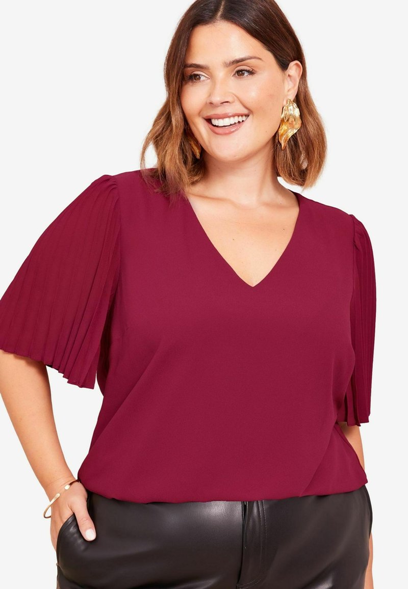 Friends Like These REGULAR FIT - CURVE SHORT SLEEVE  - Blouse - burgundy red