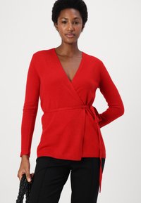 pure cashmere WRAP CARDIGAN - Kardigán - lipstick red