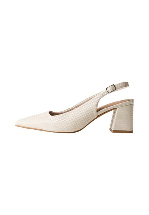 WIDE FIT BLOCK LIZARD EFFECT SLINGBACK COURT - Decolleté - off white