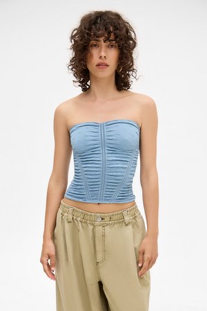 RUCHED BANDEAU - Topper - blue