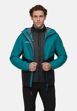 LIGHT 3IN1 HOODED - Giacca hard shell - deep teal-black